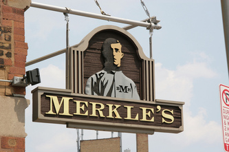 Image of Merkle's Blade Sign in Wrigleyville, Chicago,IL