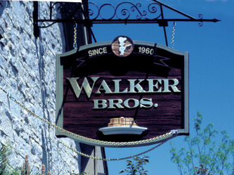 Image of custom sandblasted sign for the Walker Bros. Pancake House in Lake Zurich,IL