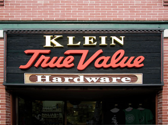 Klein true value Sign on Southport in Chicago, Wooden Signs Lakeview, Signs Madison WI