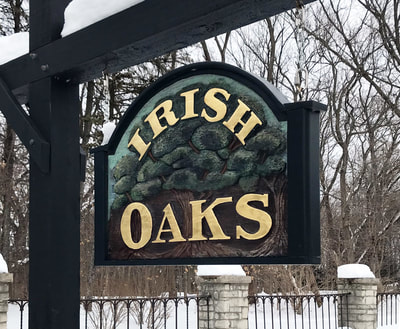 Image of Irish Oaks Sign in lake Geneva wisconsin, Wood Signs Lake geneva,  Wooden house signs Lake Como Lake Geneva