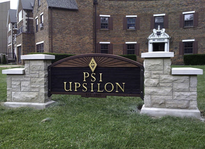 Image of Psi Upsilon Sign Chicago,IL, Gold Leaf Signs Chicago, Gold Leaf Lettering, Gold Leaf Signs Milwaukee, Gilded Signs, Gold Leaf Chicago